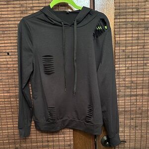 Men's Black Distressed Hoodie Sweater